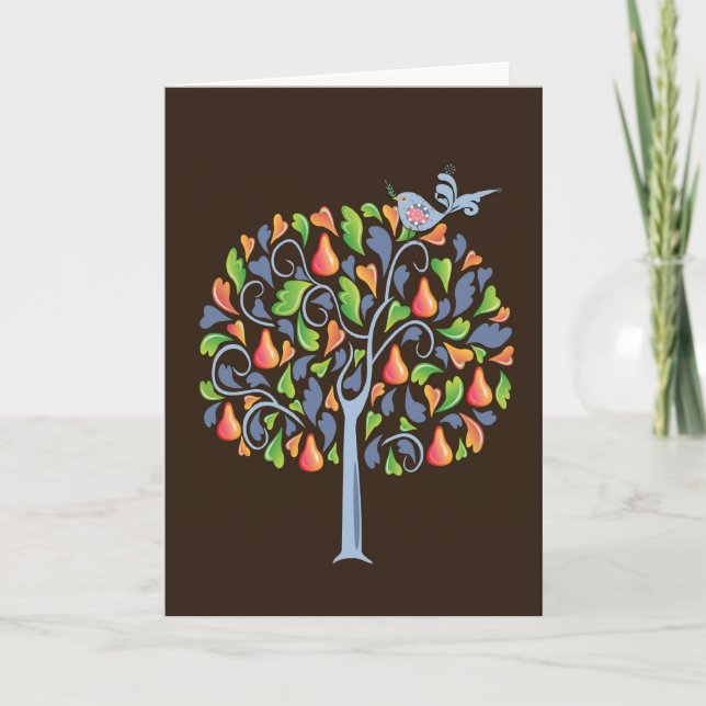 Cartão De Festividades A Partridge in a Pear Tree Christmas Card (Frente)