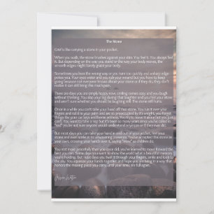 Cartão De Festividades A Pedra, um poema sobre a dor e a perda
