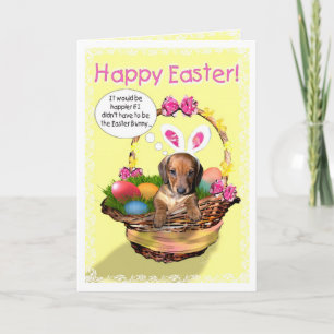 Cartão De Festividades A puppy in a basket - Happy Easter!