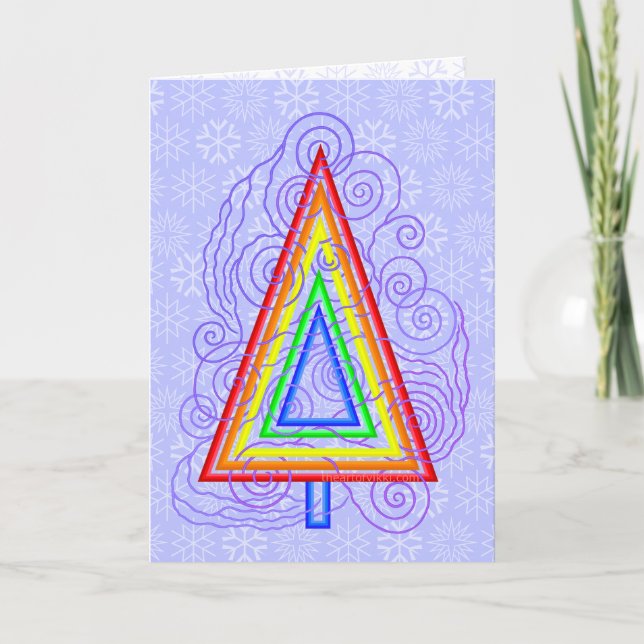 Cartão De Festividades A Rainbow Swirly Christmas Tree Modern Abstract (Frente)