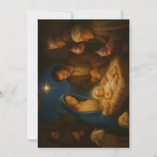 Cartão De Festividades A sagrada família natividade c/3 magos