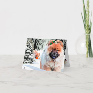Cartão De Festividades A SNOW DAY Chow holiday card CUSTOMIZE