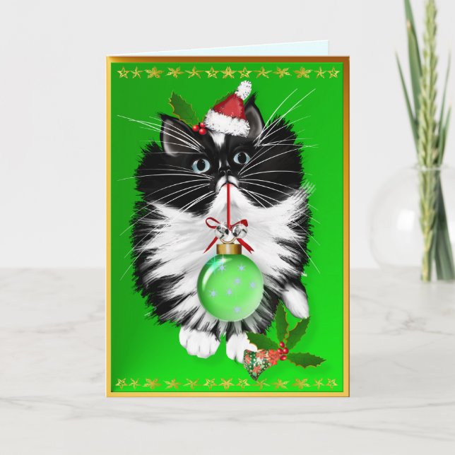 Cartão De Festividades A Tuxedo Merry Christmas Card (Frente)