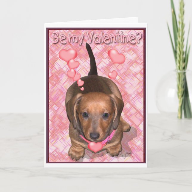 Cartão De Festividades A Valentine Doxie Puppy (Frente)