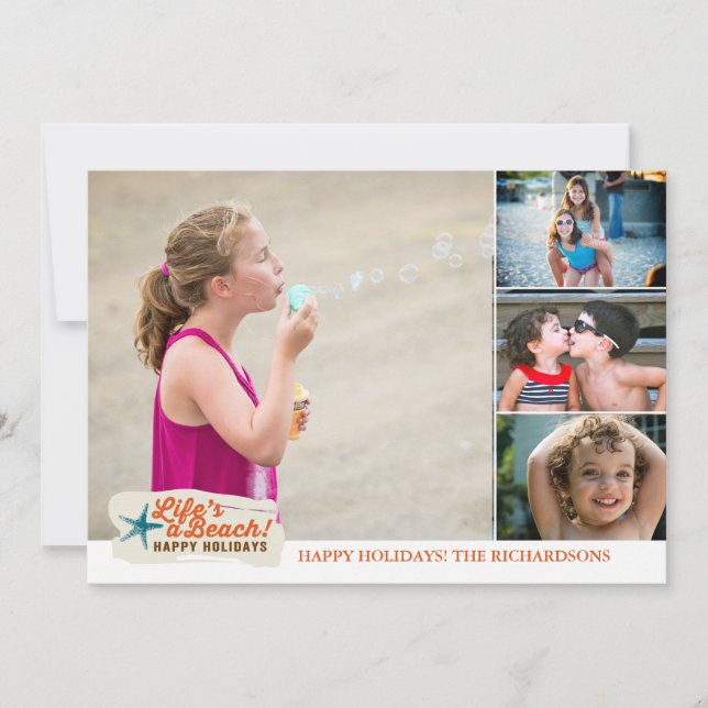 Cartão De Festividades A vida é uma praia! x4 (Frente)