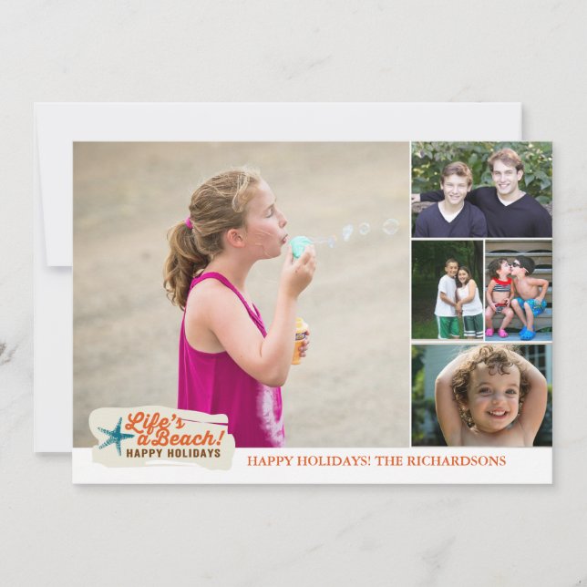 Cartão De Festividades A vida é uma praia! x5 (Frente)