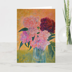 Cartão De Festividades A Vida Estática com a Pintura de Peônias
