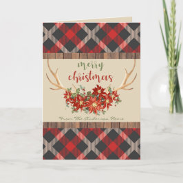 Cartão De Festividades A Xadrez FOTOGRÁFICA Antlers Natal