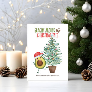 Cartão De Festividades Abacate engraçado de Papai Noel se divertindo em v