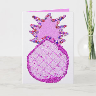 Cartão De Festividades Abacaxi lavanda rosa cintilante