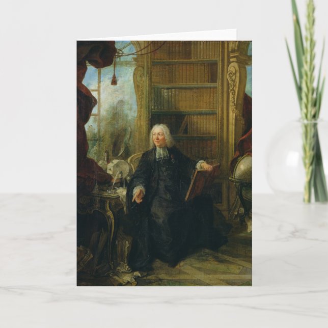 Cartão De Festividades Abbot Nollet  in his study, in chateau (Frente)