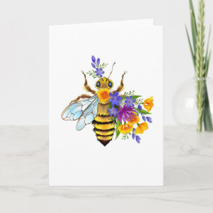 Cartão De Festividades Abelha flor com plantas silvestres
