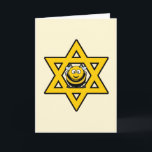 Cartão De Festividades Abelha Judaica Estrela de David<br><div class="desc">Estrela amarela brilhante de David com uma abelha de mel. Excelente para Rosh Hashanah ou Chanukah.</div>