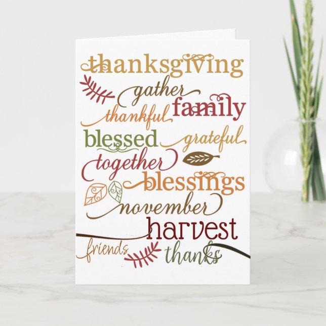 Cartão De Festividades Abençoações de Ação de Graças (Frente)