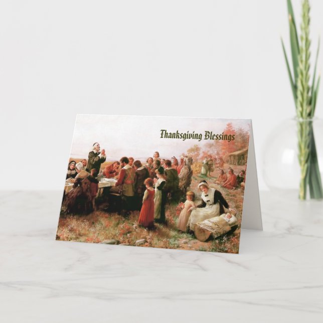 Cartão De Festividades Abençoações de Ação de Graças. Belas Artes (Frente)