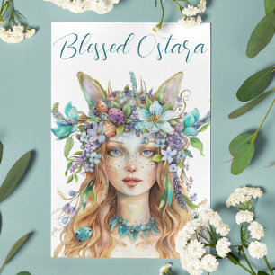 Cartão De Festividades Abençoada Ostara Eostre Primavera Equinox Teal