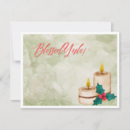 Cartão De Festividades Abençoada Yule Watercolor