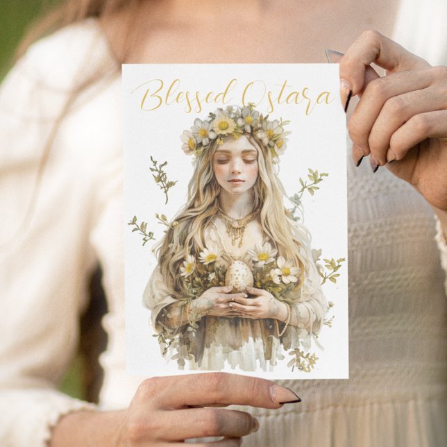 Cartão De Festividades Abençoado Ostara Eostre Equinox Yellow (Criador carregado)