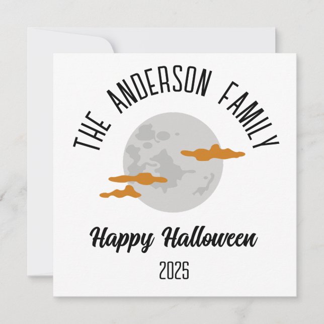 Cartão De Festividades Abóbora de Halloween com Nome Personalizado sob a  (Frente)