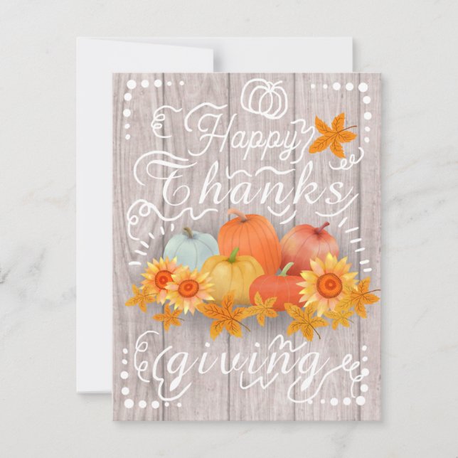 Cartão De Festividades Abóbora de Outono Pinheiro Branco (Frente)