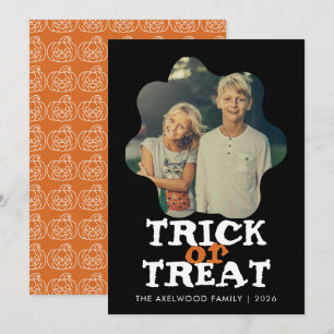 Cartão De Festividades Abóbora Fantasma Assustador Vintage Padrão Hallowe