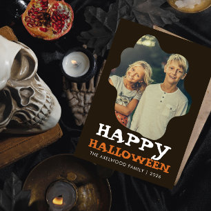 Cartão De Festividades Abóbora Fantasma Assustador Vintage Padrão Hallowe