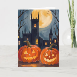 Cartão De Festividades Abóbora Fright Halloween Assustador Pintado