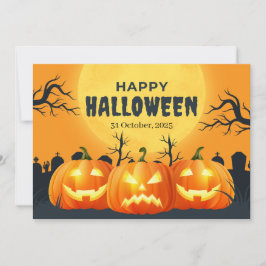 Cartão De Festividades Abóbora Laranja Halloween