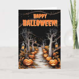 Cartão De Festividades Abóbora Sinistra da Rua de Halloween