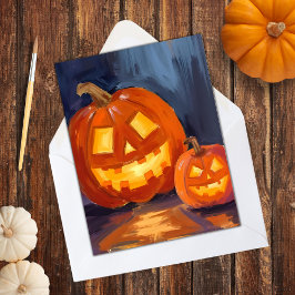 Cartão De Festividades Abóboras de Jack-O-Lantern Halloween