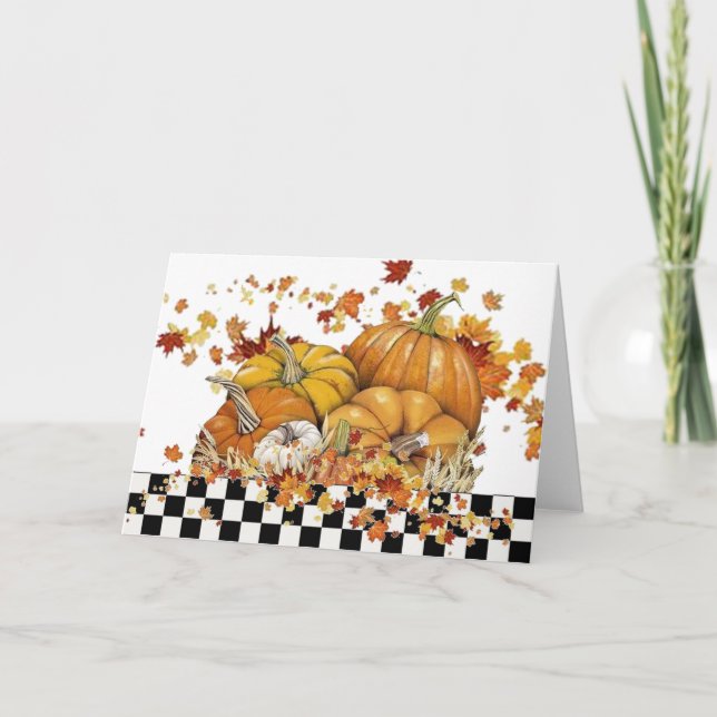 Cartão De Festividades Abóboras e folhas (Frente)