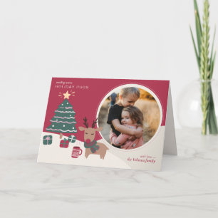 Cartão De Festividades Abraços de Férias Foto da Família de Rena Natal