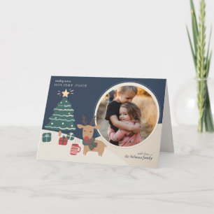 Cartão De Festividades Abraços de Férias Foto da Família de Rena Natal