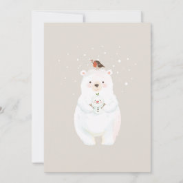 Cartão De Festividades Abraços do Urso de Neve Natal