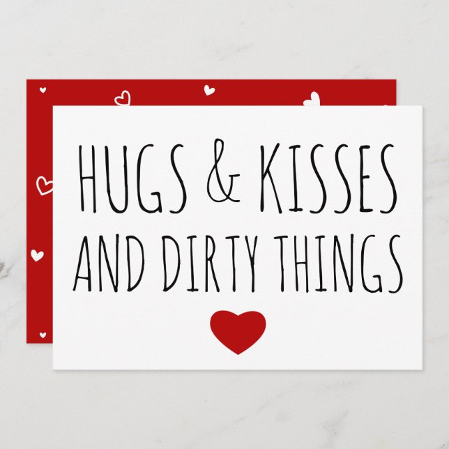 Cartão De Festividades Abraços e beijos e coisas sujas, Namorados engraça (Frente/Verso)