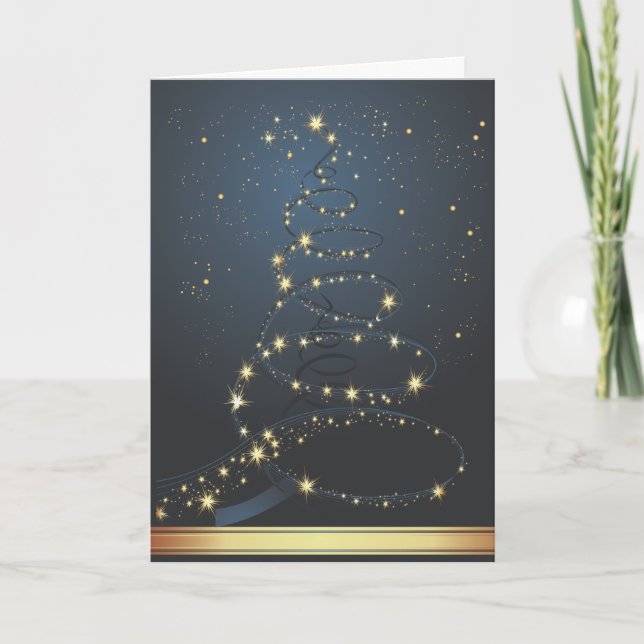 Cartão De Festividades Abstract Christmas Tree Blue Modern Christmas Card (Frente)