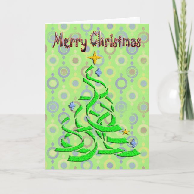 Cartão De Festividades Abstract Christmas Tree in light green with season (Frente)