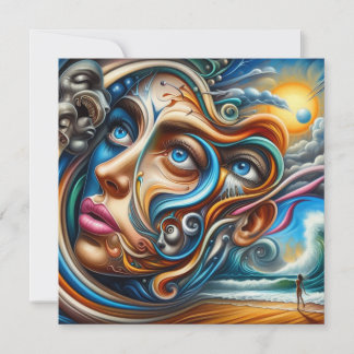 Cartão De Festividades Abstract Dreamscape Ocean Serenity & Cosmic Wonder