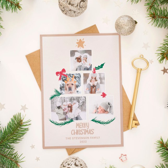 Cartão De Festividades Abstrato 5 fotos da cera de árvores de Natal (Criador carregado)