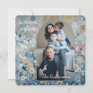 Cartão De Festividades Abstrato com Neve Flocos de Neve, Diversão Persona