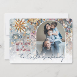 Cartão De Festividades Abstrato com Neve Flocos de Neve, Diversão Persona