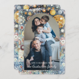 Cartão De Festividades Abstrato com Neve Flocos de Neve, Diversão Persona