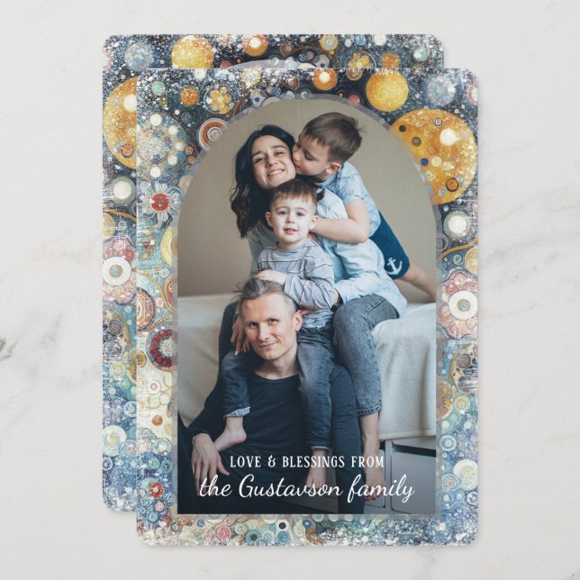 Cartão De Festividades Abstrato com Neve Flocos de Neve, Diversão Persona (Frente/Verso)