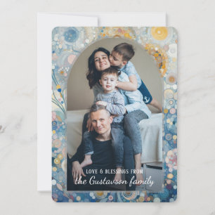 Cartão De Festividades Abstrato com Neve Flocos de Neve, Diversão Persona