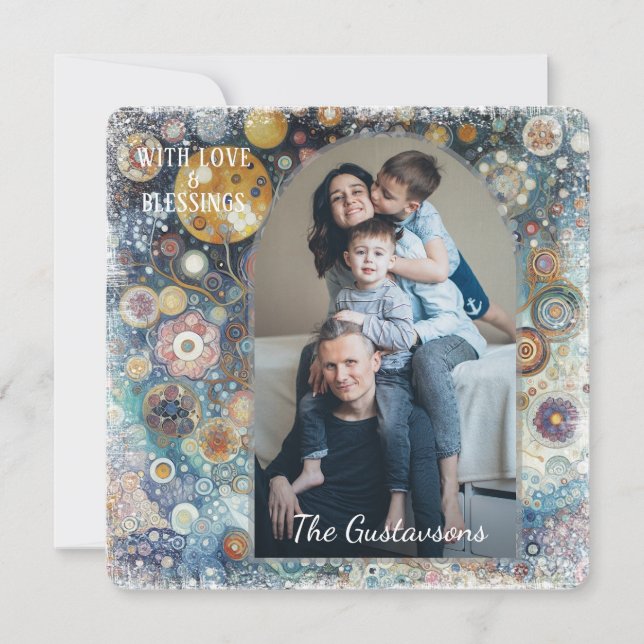 Cartão De Festividades Abstrato com Neve Flocos de Neve, Diversão Persona (Frente)