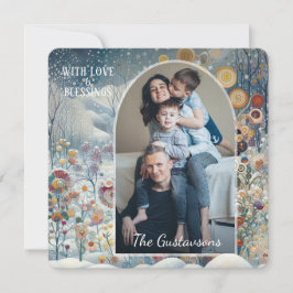 Cartão De Festividades Abstrato com Neve Flocos de Neve, Diversão Persona