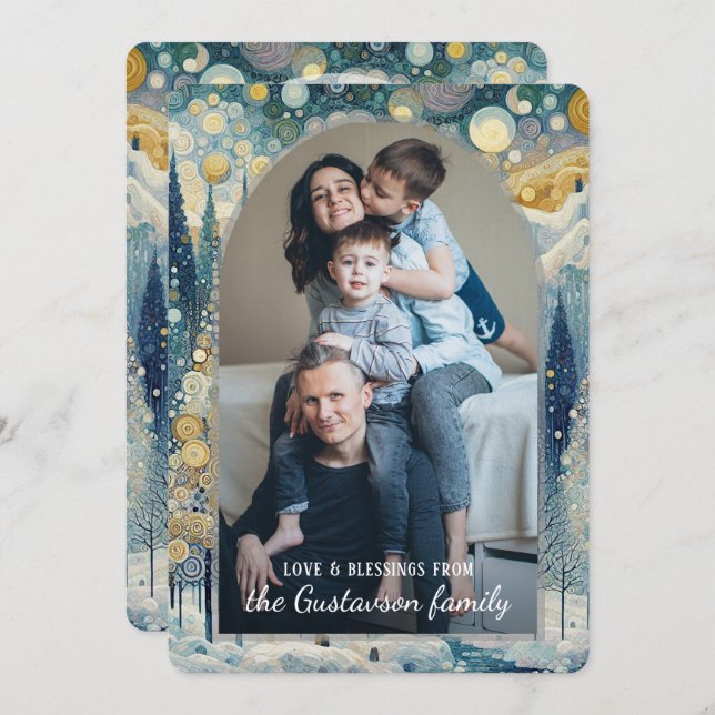 Cartão De Festividades Abstrato de inverno de inverno divertido personali (Frente/Verso)