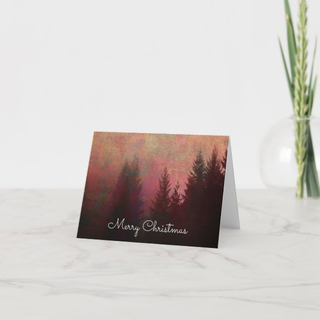 Cartão De Festividades Abstrato Forest Landscape Art Feliz Natal (Frente)