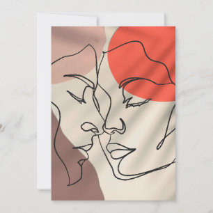 Cartão De Festividades Abstrato forma uma linha desenhando um Casal minim