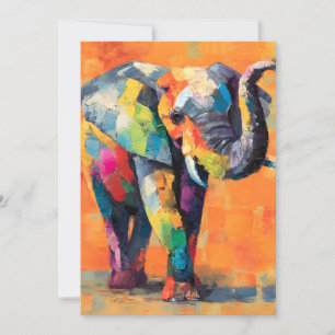 Cartão De Festividades Abstrato Happy Rainbow Elephant